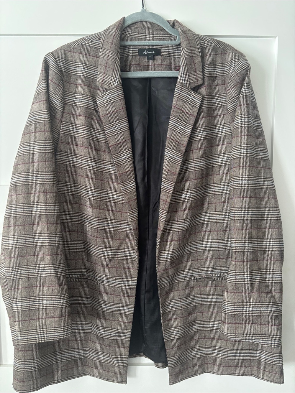 Reitmans Plaid Blazer in Brown and Gray